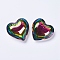 Glass Pendants, Heart, Colorful, 40~41x42~43x15mm, Hole: 2mm