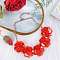 Flower Natural Shell Bib Necklaces for Women, Alloy Chain Necklaces, Golden, Red, 15.75 inch(40cm)