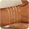 5Pcs Bohemian Style Alloy Chain Bracelets Kit for Women, Real 14K Gold Plated, 7-7/8 inch(20cm)