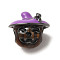 Halloween Brass Enamel European Beads, Large Hole Beads, Pumpkin, Gunmetal, 13.5x12mm, Hole: 4mm