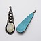 Natural Druzy Agate Big Pendants, with Rhinestone and Gunmetal Tone Brass Findings, teardrop, White, 73~75x24~24.5x4~11mm, Hole: 5x8mm
