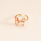 Butterfly Brass Glass Cuff Rings, Golden, Light Salmon, Inner Diameter: Adjustable