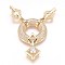 Brass Micro Pave Cubic Zirconia Pendants, Multi-strand Links, Real 18K Gold Plated, 48x35x5mm, Hole: 1mm and 1x4.5mm