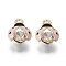 Alloy Rhinestones Enamel Pendants, Cadmium Free & Lead Free, Ladybug, Light Gold, Pink, 15x11.5x7mm, Hole: 2mm