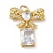 Rack Plating Brass Micro Pave Cubic Zirconia Pendants, Cadmium Free & Lead Free, Long-Lasting Plated, Real 18K Gold Plated, Bowknot with Rectangle, Clear, 22x19x4.5mm, Hole: 5x3.5mm