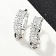 Серьги-кольца из латуни с микропаве и прозрачным кубическим цирконием в форме сердца EJEW-S275-04P-2