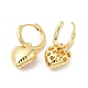 Серьги-кольца с подвесками в форме сердца из латуни EJEW-R150-06G-2