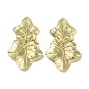 Серьги-пусеты с подвесками из латуни и листьев стойки EJEW-M237-10G