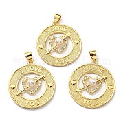 Латунные фианиты с пластиковыми жемчужными подвесками KK-K341-20G