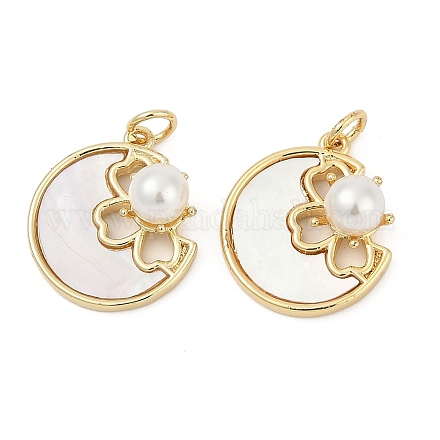 Подвески из латуни из натуральных ракушек KK-U058-05G-1