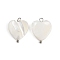 Natural Shell Heart Pendants, with 304 Stainless Steel Loops, Seashell Color, Stainless Steel Color, 19.5~20x15.5x3.5mm, Hole: 2mm