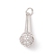 Brass Micro Pave Clear Cubic Zirconia Pendants, with Jump Rings, Cadmium Free & Lead Free, Long-Lasting Plated, Microphone, Platinum, 23.5x9mm, Hole: 3mm