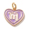 Real 18K Gold Plated Brass Enamel Pendants, with Jump Ring, Cadmium Free & Nickel Free & Lead Free, Heart with Constellation Charms, Scorpio, 12x13x1.5mm, Hole: 3.4mm