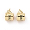 Rack Plating Brass Enamel Charms, with Jump Ring, Long-Lasting Plated, Cadmium Free & Lead Free, Real 18K Gold Plated, Cup with Word Coffee, Black, 11x8.5x8.5mm, Hole: 3mm
