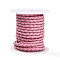 Braided Cowhide Leather Cord, Leather Rope String for Bracelets, with Cotton Thread inside, Flamingo, 4mm, about 5.46 yards(5m)/roll