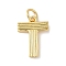 Brass Pendants, with Jump Ring, Letter Charms, Rack Plating, Long-Lasting Plated, Cadmium Free & Lead Free, Real 18K Gold Plated, Letter T, 15.5x11x1.5mm, Hole: 3.5mm