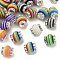Lantern-Shaped Striped Pattern Resin Rhinestone Beads, with Brass, for Bracelets, Necklaces, Pen Decor, Cadmium Free & Lead Free, Mixed Color, 15x14mm, Hole: 3.5mm