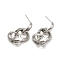 Brass Stud Earring Findings, with 925 Sterling Silver Pins, for Half Drilled Beads, Cadmium Free & Nickel Free & Lead Free, Real Platinum Plated, 22mm, Pin: 12x0.8mm and 1mm(for Half Drilled Beads)