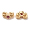 Brass Pave Cubic Zirconia Connector Charms, Cadmium Free & Nickel Free & Lead Free, Flower Links, Platinum, Deep Pink, 6x3x4mm, Hole: 1mm