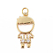 Brass Micro Pave Clear Cubic Zirconia Pendants, with Jump Rings, Boy, Real 18K Gold Plated, 16.5x8.2x1.6mm, Jump Ring: 4.4x0.6mm, Hole: 3.2mm