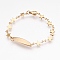 304 Stainless Steel Link Bracelets, with Lobster Claw Clasps, Star and Oval, Golden, 6-3/4 inch(17cm), 6mm