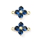 Rack Plating Brass Pave Cubic Zirconia Connector Charms, Flower Links, Real 18K Gold Plated, Long-Lasting Plated, Lead Free & Cadmium Free, Midnight Blue, 13.5x10x4mm, Hole: 1mm