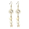 Brass Dangle Earring, with Shell Pearl Bead, Star, Golden, 75x14mm