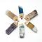Natural Druzy Agate Pendants, with Brass Findings, Dyed, Cuboid, Golden, Mixed Color, 49~53x14~16x13~16mm, Hole: 7x4mm