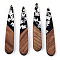 Opaque Resin & Walnut Wood Pendants, Teardrop Charms with Butterfly Paillettes, Silver, 44x7.5x3.5mm, Hole: 1.5mm