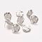 Brass Stud Earring Findings, Cadmium Free & Nickel Free & Lead Free, with Loop, Lotus Leaf, Platinum, 14mm, Hole: 0.2mm, Pin: 0.6mm