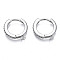 Brass Micro Pave Cubic Zirconia Huggie Hoop Earring Findings, with Horizontal Loop, Nickel Free, Ring, Clear, Platinum, 16x15x2mm, Hole: 1mm, Pin: 0.9mm