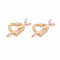 Brass Micro Pave Cubic Zirconia Pendants, Nickel Free, Real 18K Gold Plated, An Arrow Through A Heart, Pink, 17x29x3.5mm, Hole: 1.2mm
