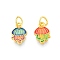 Alloy Enamel Charm, with Jump Rings, Matte Gold Color, Jellyfish, Colorful, 12.5x8x1.7mm, Hole: 3.6mm