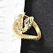 Brass Micro Pave Cubic Zirconia Cuff Rings for Women, Snake, Rack Plating, Long-Lasting Plated, Lead Free & Cadmium Free, Real 18K Gold Plated, 3~18.8mm, US Size 9(18.9mm)