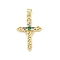 Brass Micro Pave Cubic Zirconia Pendants, Lead Free & Cadmium Free, Long-Lasting Plated, Rack Plating, Real 18K Gold Plated, Cross, 32.5x21x4mm, Hole: 3.5x5mm