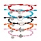 Natural Cowrie Shell & Tree & Turtle & Wave Link Bracelets Set, Braided Knot Lucky Bracelets with Tiny Love Charm for Women, Mixed Color, Inner Diameter: 1-3/4~3-5/8 inch(4.3~9.1cm), 5pcs/set
