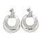 Oval Rack Plating Brass Micro Pave Cubic Zirconia Dangle Stud Earrings, Long-Lasting Plated, Lead Free & Cadmium Free, Platinum, 34x24.5mm