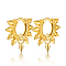925 Sterling Silver Spike Punk Huggie Hoop Earrings, for Women Girls Men, Golden, 15x17mm