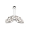 Alloy Rhinestone Pendants, UV Plated, Fish Tail, Platinum, 18.5x18x3.5mm, Hole: 1.8mm