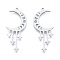 Non-Tarnish 201 Stainless Steel Pendants, Moon Charm with Star, Stainless Steel Color, 39x17.5x1mm, Hole: 1.5mm