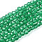 Glass Beads Strands, Faceted, Rondelle, Sea Green, 6x5mm, Hole: 1mm, about 85~88pcs/strand, 16.1~16.5 inch(41~42cm)