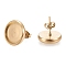 Ion Plating(IP) 304 Stainless Steel Stud Earring Settings, with Ear Nuts, Flat Round, Golden, 14.5mm, Pin: 0.8mm, Tray: 12mm