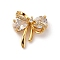 Brass Micro Pave Cubic Zirconia Pendants, Bowknot Charms, Long-Lasting Plated, Nickel Free, Real 18K Gold Plated, 17.5x17x8mm, Hole: 1mm