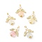 Transparent Acrylic Pendants, with Alloy Wing Beads & ABS Plastic Imitation Pearl Round Beads, Angel, Golden, 28mm, Hole: 4mm, Pendant: 24.5x20x6mm, Ring: 6x1mm