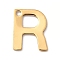 304 Stainless Steel Charms, Letter Charms, Ion Plating(IP), Real 18K Gold Plated, Letter R, 11x9x0.8mm, Hole: 1.2mm