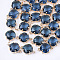 Transparent Glass Links connectors, with Brass Findings, Faceted, Rhombus, Light Gold, Steel Blue, 16.5x11x6mm, Hole: 1.2mm, Side Length: 11mm
