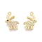 Brass Pave Clear Cubic Zirconia Charms, Nickel Free, Deer, Real 18K Gold Plated, 15x10.5x1.5mm, Hole: 1.2mm