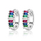 Cubic Zirconia Hoop Earrings, Rhodium Plated 925 Sterling Silver Earrings for Women, with S925 Stamp, Platinum, Colorful, 10x3mm