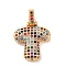 Brass Micro Pave Cubic Zirconia Pendants, Nickel Free, Real 18K Gold Plated, Colorful, Letter T, 18.5~24x12.5~25.5x5~5.5mm, Hole: 5x3mm