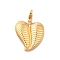Heart 304 Stainless Steel Pendant Decorations, Ion Plating(IP), with Lobster Claw Clasp, Real 14K Gold Plated, 25.5x23x4.3mm